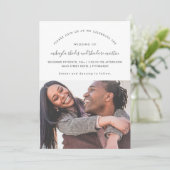 Dusty Blue Modern Script Botanische foto bruiloft Kaart (Staand voorkant)