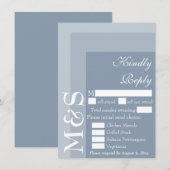 Dusty Blue Modern Script Bruiloft RSVP Kaart (Voorkant / Achterkant)