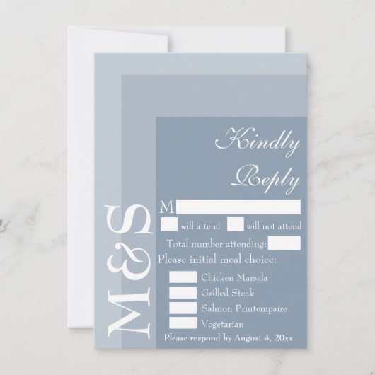 Dusty Blue Modern Script Bruiloft RSVP Kaart (Voorkant)