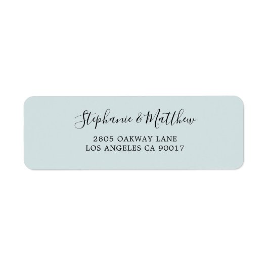 Dusty Blue Modern Script Elegant Etiket (Voorkant)