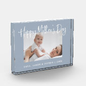 Dusty Blue | Modern script Happy Moederdag Fotoblokken (Links)