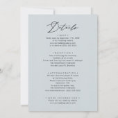 Dusty Blue Modern script in één simpele bruiloft Kaart (Achterkant)