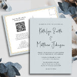 Dusty Blue Modern script in één simpele bruiloft Uitnodiging Briefkaart<br><div class="desc">Dusty Blue Modern Script in één eenvoudige minimalistische Kaart voor huwelijksuitnodiging. Viel je speciale dag om met deze elegante en mooie huwelijksuitnodigingskaart om je speciale gelegenheid te verfraaien. Alle teksten zijn vooraf geregeld zodat u zich gemakkelijk en snel kunt personaliseren met uw eigen details. Als je nog meer aanpassingen of...</div>