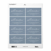Dusty Blue Modern Script Retouradres Etiket (Full Sheet)