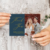 Dusty Blue Modern Script Simple Weddenschap Bedank Briefkaart