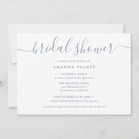 Dusty Blue Modern Script Vrijgezellenfeest Kaart (Voorkant)