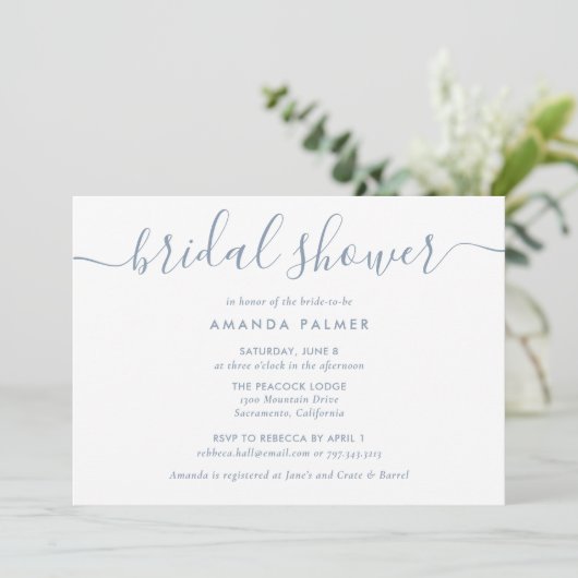 Dusty Blue Modern Script Vrijgezellenfeest Kaart (Staand voorkant)