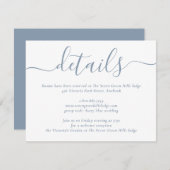 Dusty Blue Modern Script Wedding Informatiekaartje (Voorkant / Achterkant)