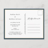 Dusty Blue Modern Script Wedding Save the Date Aankondigingskaart (Achterkant)