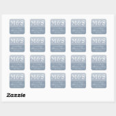 Dusty Blue Modern Script Wedding Vierkante Sticker (Vel)