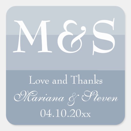 Dusty Blue Modern Script Wedding Vierkante Sticker (Voorkant)