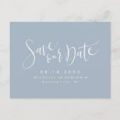Dusty Blue Modern Simple Script Save the Date Aankondigingskaart (Voorkant)