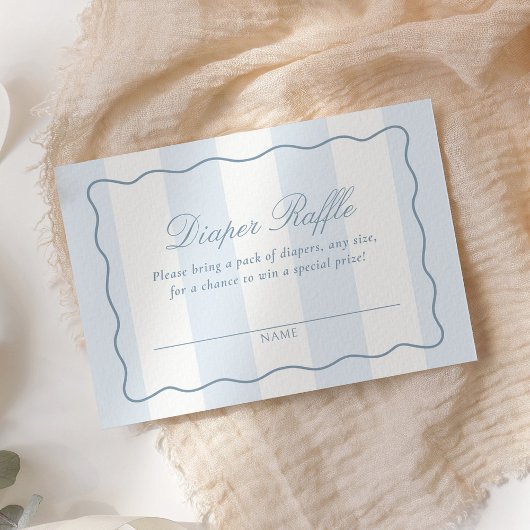 Dusty Blue Modern Stripe Diaper Raffle Ticket Informatiekaartje