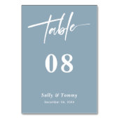Dusty Blue Modern Trouwtafel Nummer Kaart (Achterkant)