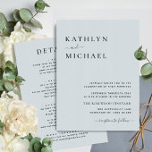 Dusty Blue Modern Typography All-in-One Weddenscha Kaart