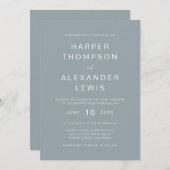 Dusty Blue Modern Typography Wedding Kaart (Voorkant / Achterkant)