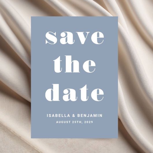 Dusty Blue Modern Typography Wedding Save The Date