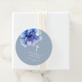 Dusty Blue Modern Waterverf Bloemendoop Bedankjes Labels (In situ)