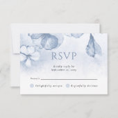 Dusty Blue Modern Waterverf Floral Wedding RSVP Kaartje (Voorkant)