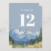 Dusty Blue Modern Waterverf Mountain Tafelnummer (Voorkant / Achterkant)
