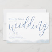Dusty Blue Modern Waterverf Typography Wedding Kaart (Voorkant)