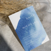 Dusty Blue Modern Waterverf Wedding Kaart