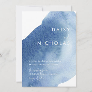 Dusty Blue Modern Waterverf Wedding Kaart