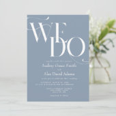 Dusty Blue Modern we wedden Kaart (Staand voorkant)