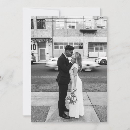 Dusty Blue Modern Weddenschap Foto bewaart de data Kaart (Achterkant)