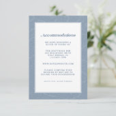 Dusty Blue Modern Wedding Accommodal Detail Informatiekaartje (Staand voorkant)