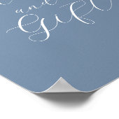 Dusty Blue Modern Wedding Cards en cadeaubord Poster (Hoek)