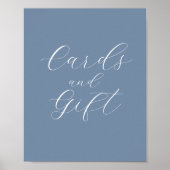 Dusty Blue Modern Wedding Cards en cadeaubord Poster (Voorkant)