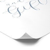 Dusty Blue Modern Wedding Cards en cadeaubord Poster (Hoek)