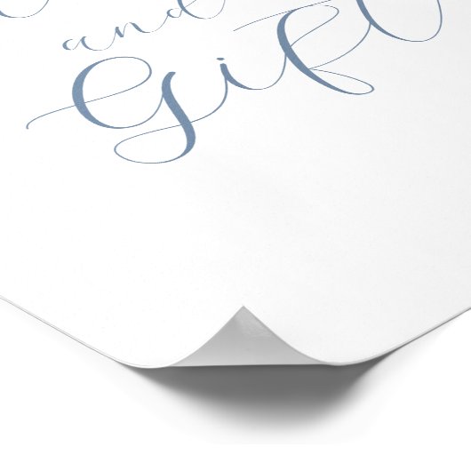 Dusty Blue Modern Wedding Cards en cadeaubord Poster (Hoek)