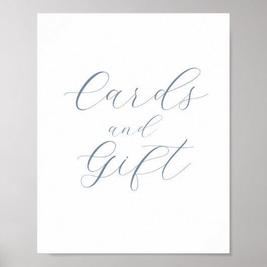 Dusty Blue Modern Wedding Cards en cadeaubord Poster (Voorkant)