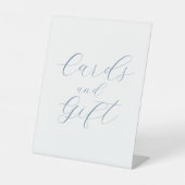 Dusty Blue Modern Wedding Cards en cadeaubord Reclamebord Met Voetstuk (Voorkant)