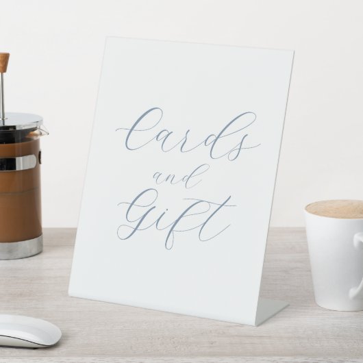 Dusty Blue Modern Wedding Cards en cadeaubord Reclamebord Met Voetstuk (Insitu)