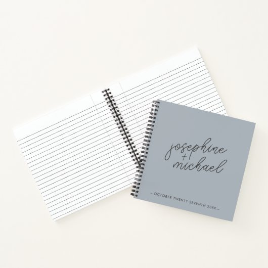 Dusty Blue Modern Wedding Guest Book Notitieboek (Binnen)