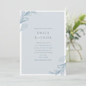 Dusty Blue Modern Wedding Invitation Kaart (Staand voorkant)