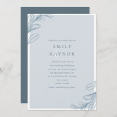 Dusty Blue Modern Wedding Invitation Kaart (Voorkant / Achterkant)