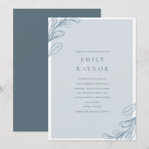 Dusty Blue Modern Wedding Invitation Kaart