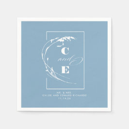 Dusty Blue Modern Wedding Monogram Servet