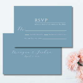 Dusty Blue Modern Wedding RSVP Kaart