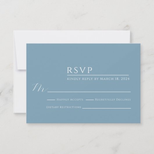 Dusty Blue Modern Wedding RSVP Kaart (Voorkant)