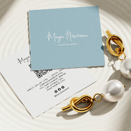 DUSTY BLUE Moderne CHIC Minimale QR-code Vierkante Visitekaartje