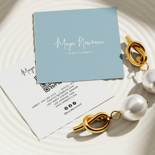 DUSTY BLUE Moderne CHIC Minimale QR-code Vierkante Visitekaartje