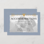 Dusty Blue Moderne foto Gold Hearts Accommodaties Informatiekaartje (Voorkant / Achterkant)