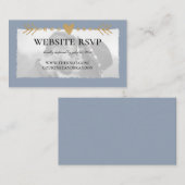 Dusty Blue Moderne Foto Goud Hart Website RSVP Informatiekaartje (Voorkant / Achterkant)