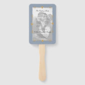 Dusty Blue Moderne Foto Gouden Hart Trouwprogramma Handwaaier (Achterkant)