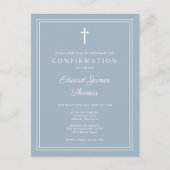 Dusty Blue Moderne Grensbevestiging Uitnodiging (Voorkant)